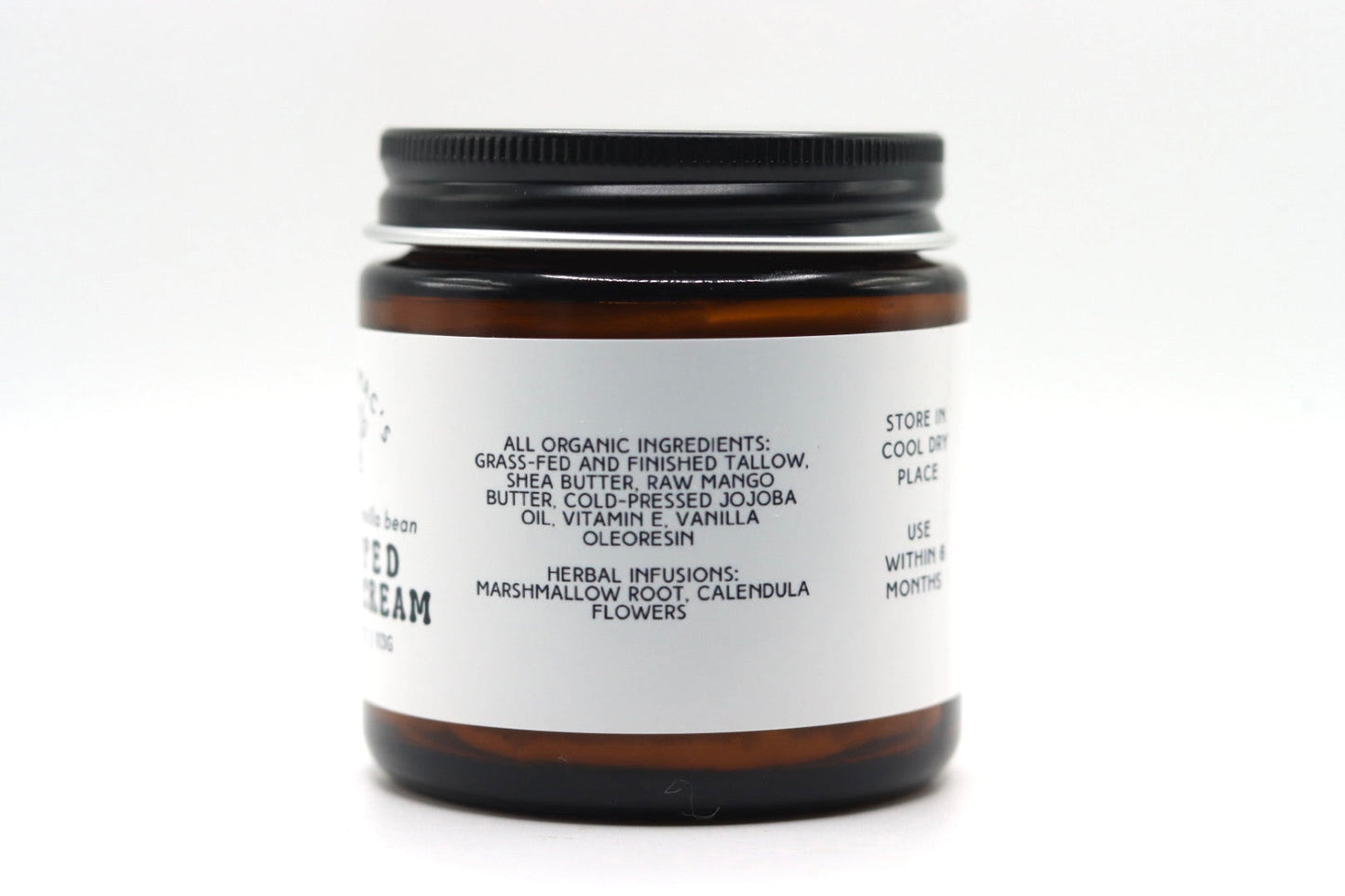 Herb Infused Vanilla Bean Whipped Tallow Body Cream With Organic Mango Butter