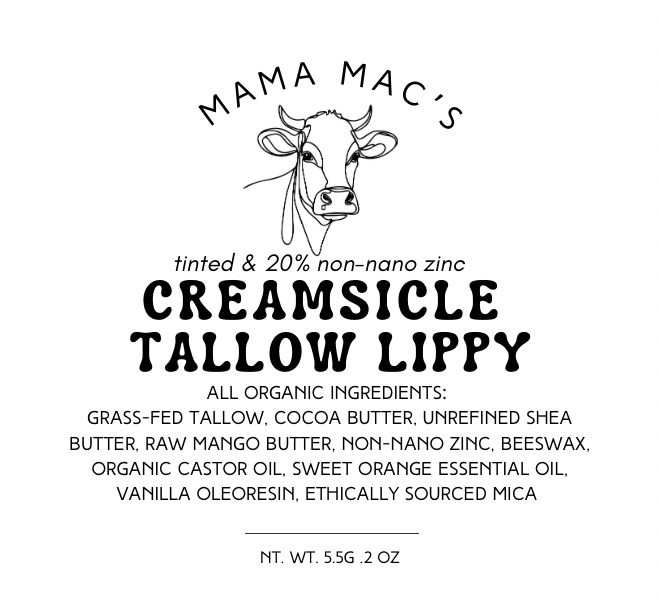 Zinc + Tinted Creamsicle Long Lasting Moisturizing Tallow Lip Balm