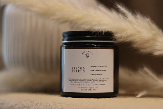 Spiced Citrus Non-toxic 100% Natural Tallow & Beeswax Candle