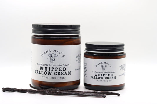 Herb Infused Vanilla Bean Whipped Tallow Body Cream With Organic Cocoa, Shea, and Mango Butter