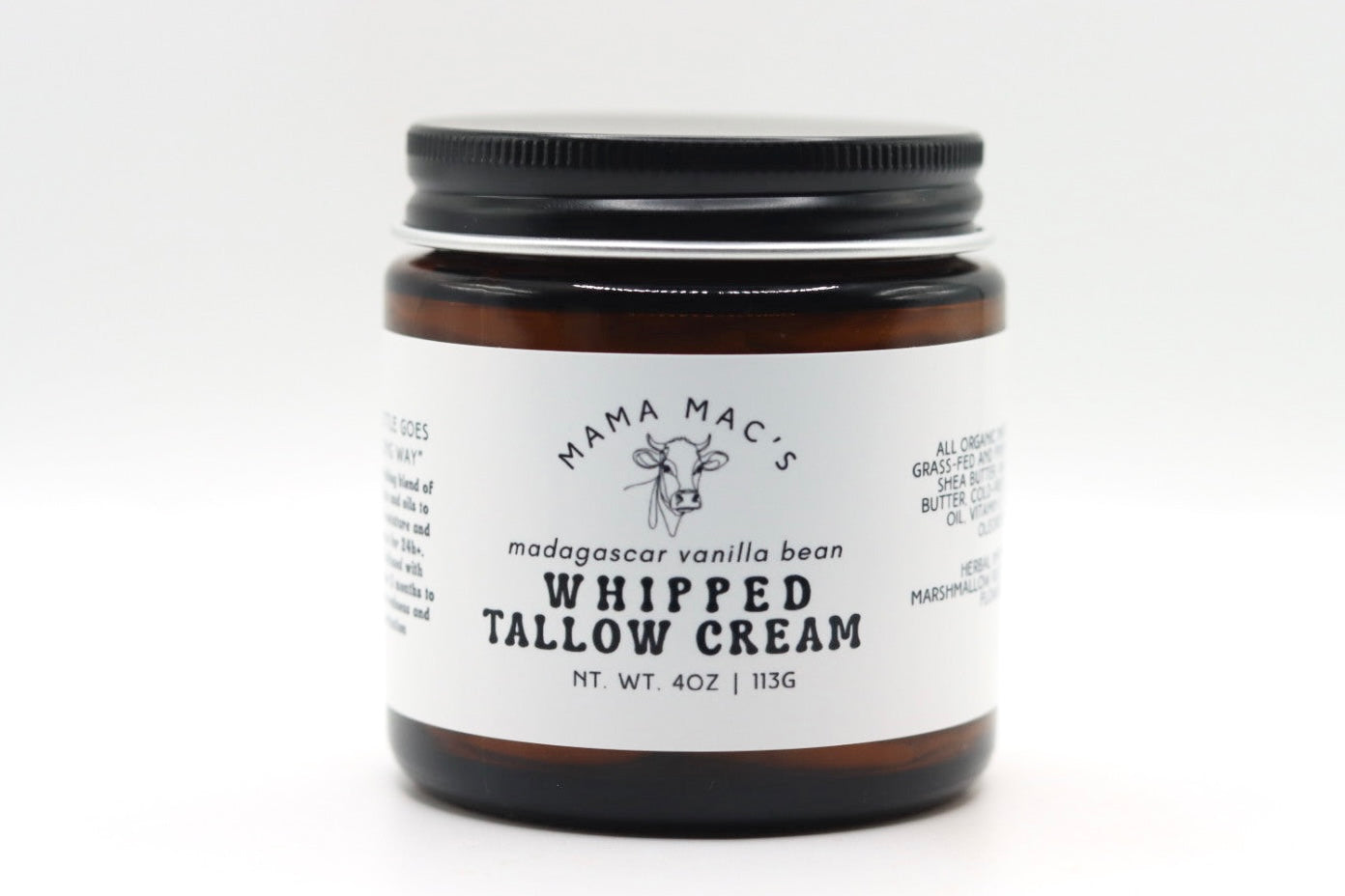 Herb Infused Vanilla Bean Whipped Tallow Body Cream With Organic Mango Butter