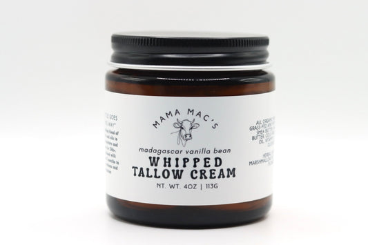 Herb Infused Vanilla Bean Whipped Tallow Body Cream With Organic Cocoa, Shea, and Mango Butter